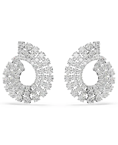 Swarovski Matrix Rhodium Plated Round Cuts Hoop Earrings
