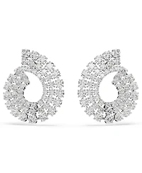 Swarovski Matrix Rhodium Plated Round Cuts Hoop Earrings