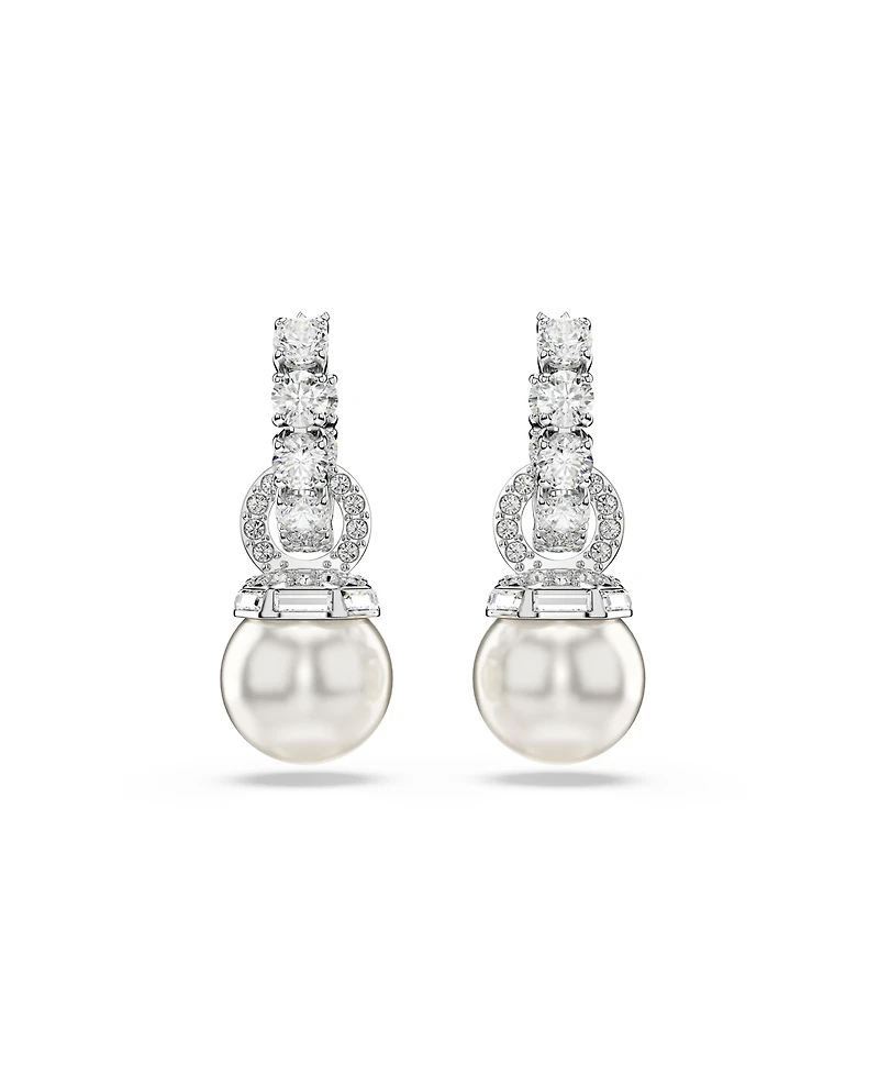 Swarovski Matrix Rhodium Plated Round Cut Drop Earrings