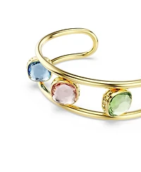 Swarovski Chroma Cushion Cut Green Gold-Tone Plated Cuff Bracelet