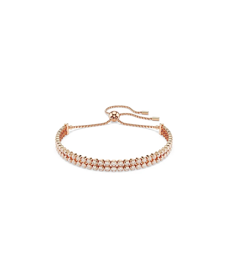 Swarovski Matrix Round Cut White Rose Gold-Tone Plated Tennis Bracelet