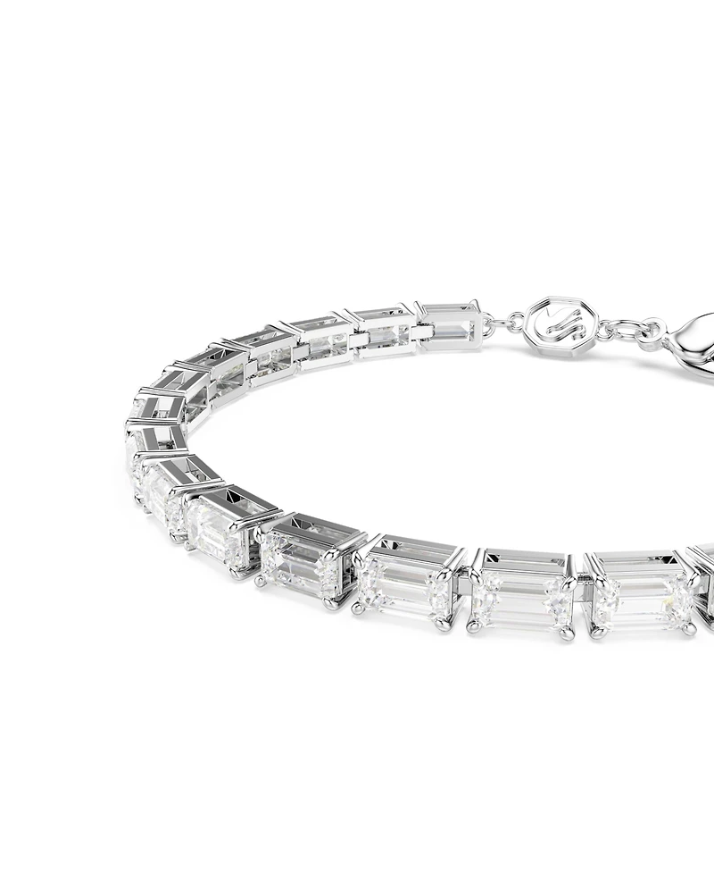 Swarovski Matrix Baguette Cut White Rhodium Plated Tennis Bracelet