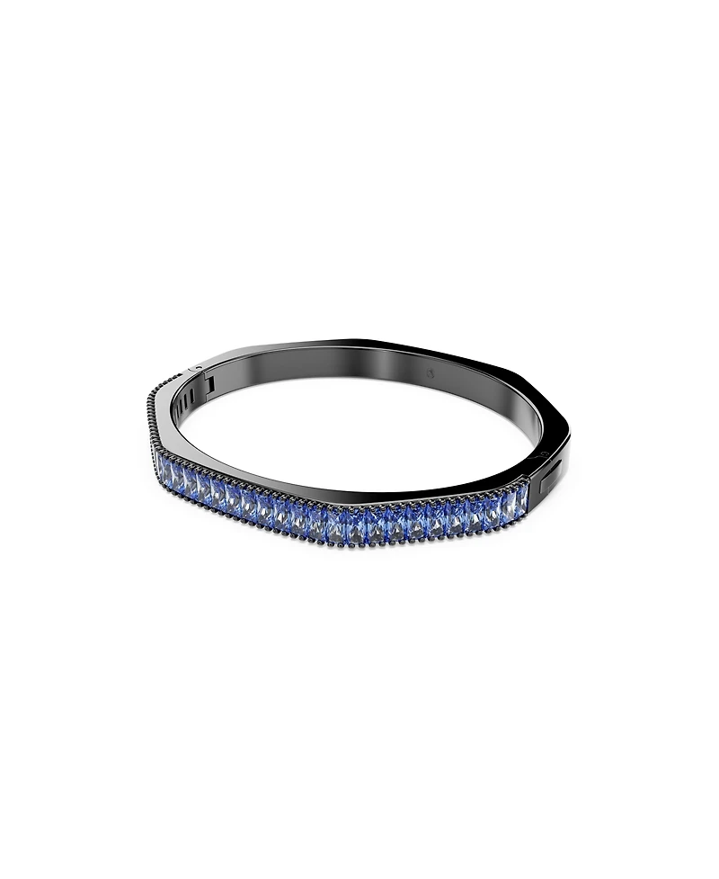 Swarovski Matrix Baguette Cut Blue Ruthenium Plated Bangle Bracelet