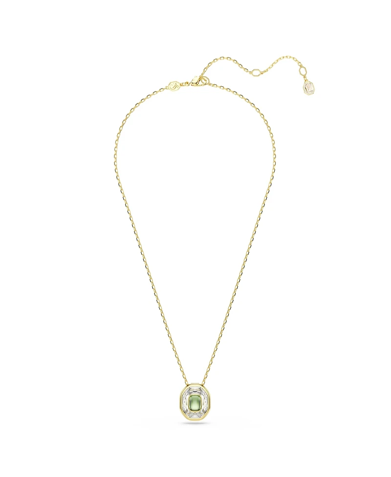 Swarovski Chroma Octagon Cut Green Gold-Tone Plated Pendant Necklace