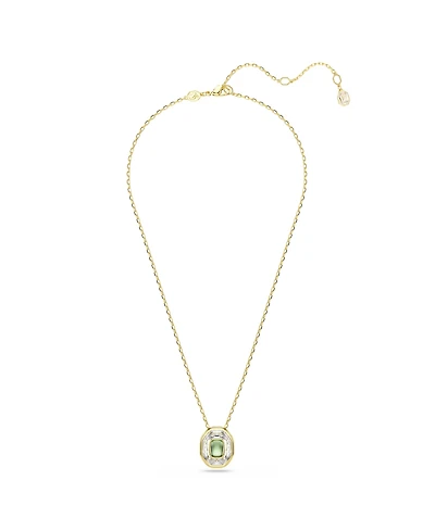 Swarovski Chroma Octagon Cut Green Gold-Tone Plated Pendant Necklace