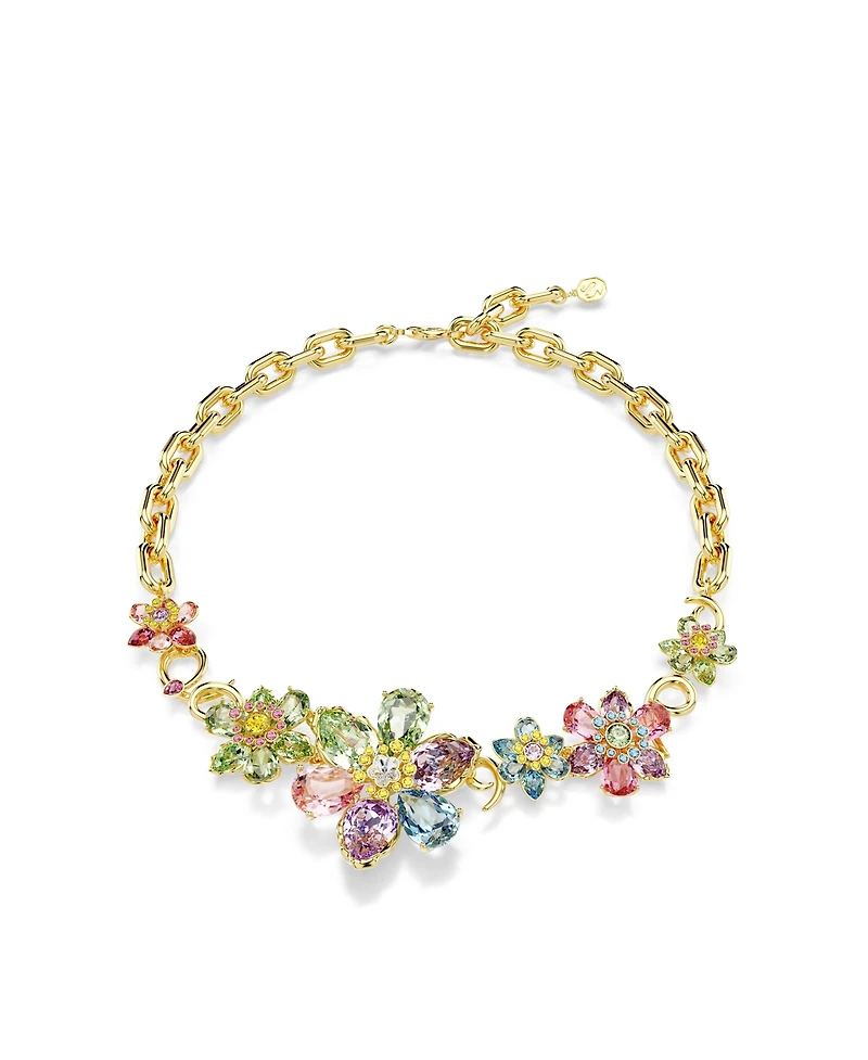 Swarovski Idyllia Mixed Cuts Flower Multicolored Gold-Tone Plated Necklace