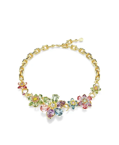 Swarovski Idyllia Mixed Cuts Flower Multicolored Gold-Tone Plated Necklace