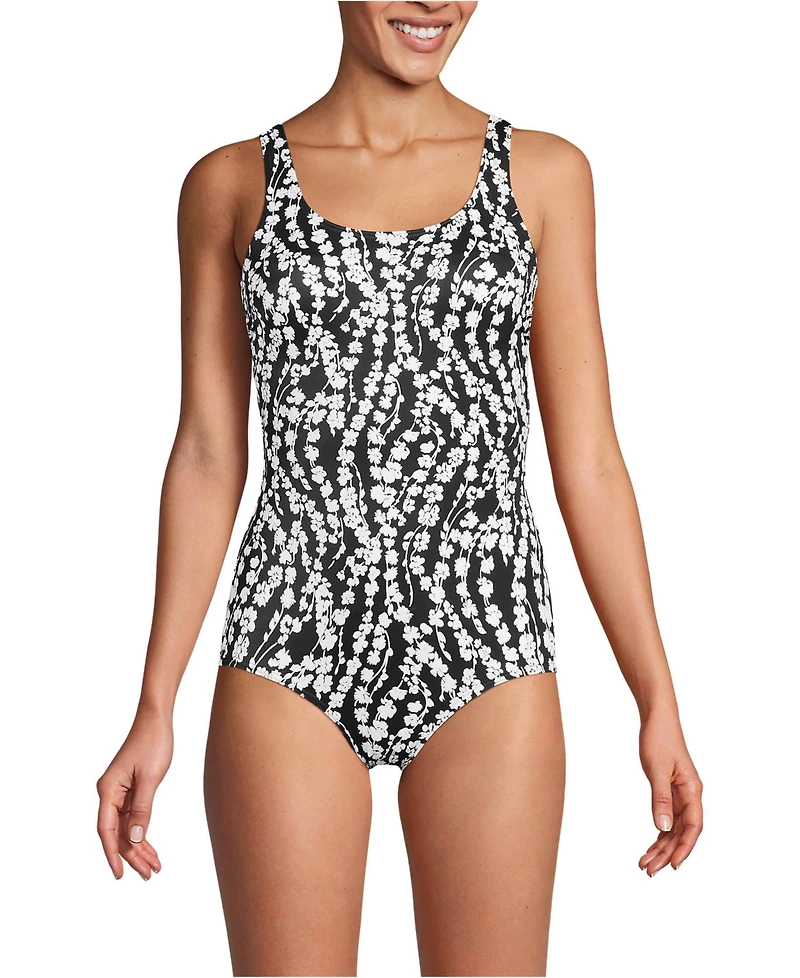 Lands' End Petite Tugless Low Leg One Piece Swimsuit