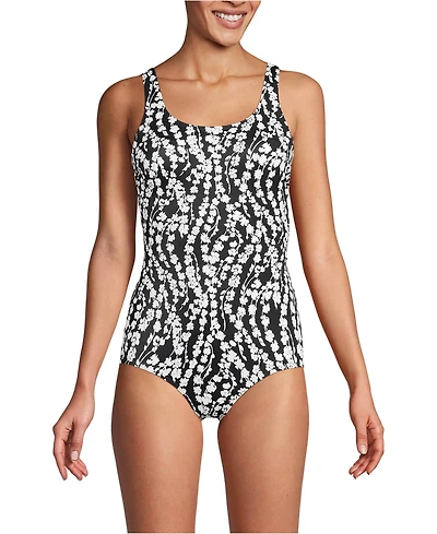 Lands' End Petite Tugless Low Leg One Piece Swimsuit