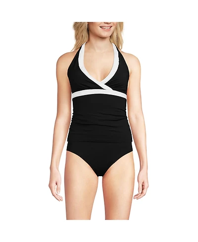 Lands' End Women's D-Cup V-Neck Halter Tankini Top