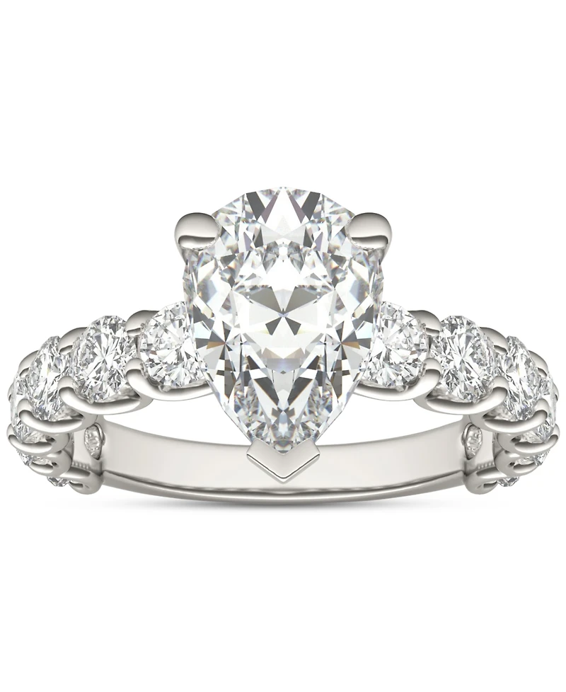 Charles & Colvard Moissanite Solitaire & Trellis-Set Side Stone Ring (3-1/2 ct. t.w.) in 14k White Gold