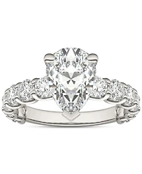 Charles & Colvard Moissanite Solitaire & Trellis-Set Side Stone Ring (3-1/2 ct. t.w.) in 14k White Gold