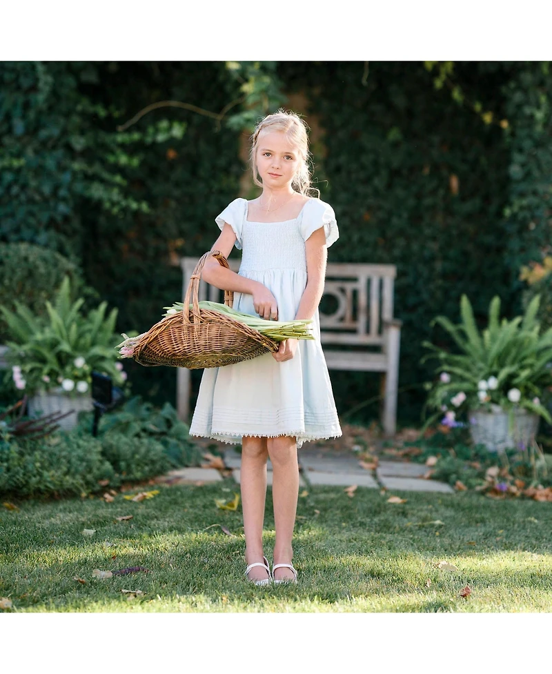 Hope & Henry Toddler Girls Sateen Cap Sleeve Special Occasion Smocked Flower Dress