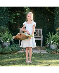 Hope & Henry Toddler Girls Sateen Cap Sleeve Special Occasion Smocked Flower Dress