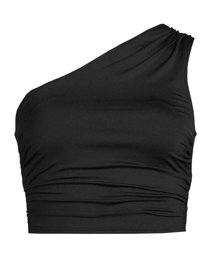 Lands' End Women's Dd-Cup Ruched One Shoulder Midkini Top