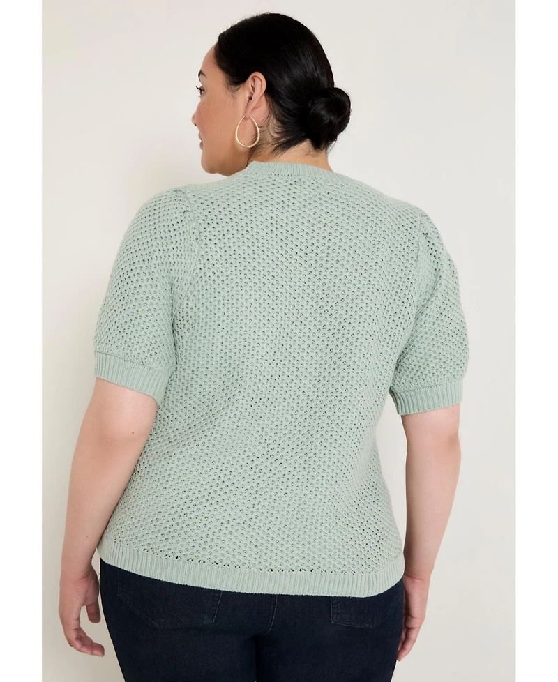 June + Vie Women's Puff-Sleeve Knit Sweater