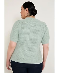 June + Vie Women's Puff-Sleeve Knit Sweater