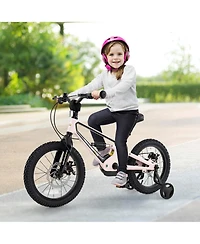 16 Inch Children Bicycle with Training Wheels & Double Disc Brakes Adjustable Seat Magnesium Alloy