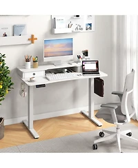 48"x 24" Electric Standing Desk with 2 Drawers Monitor Stand Storage Shelf