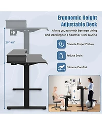 55"x 24" Electric Standing Desk with 2 Drawers Monitor Stand Storage Shelf