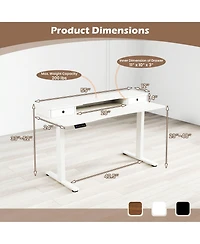 55"x 24" Electric Standing Desk with 2 Drawers Monitor Stand Storage Shelf