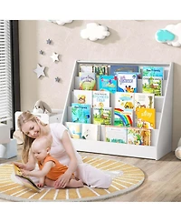5 Tier Kids Bookshelf with Anti-Tipping Device Kids-friendly Height for Bedroom