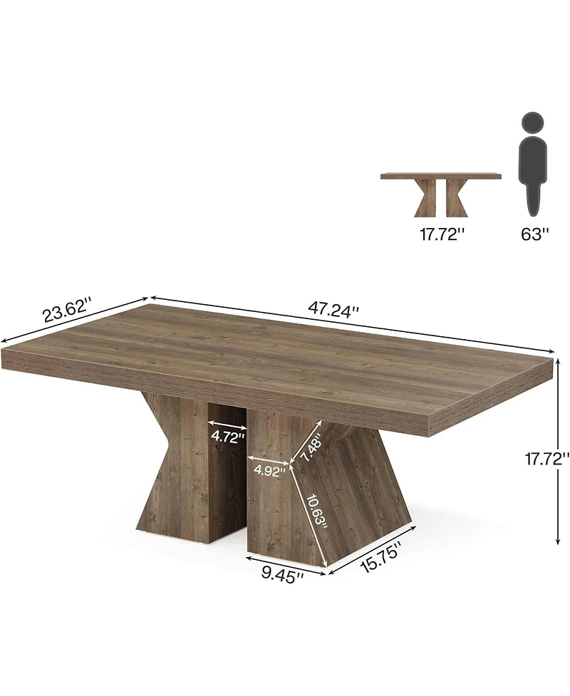 Tribesigns Wood Coffee Table, 47-Inch Rectangular Center Table with Thick Wooden Base