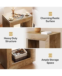 Tribesigns 24" Farmhouse End Table, 2 Tiered Side Table with Shelf Storage