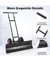 36" Snow Shovel Pusher with 10" Inflatable Wheels Adjustable Handle & Head