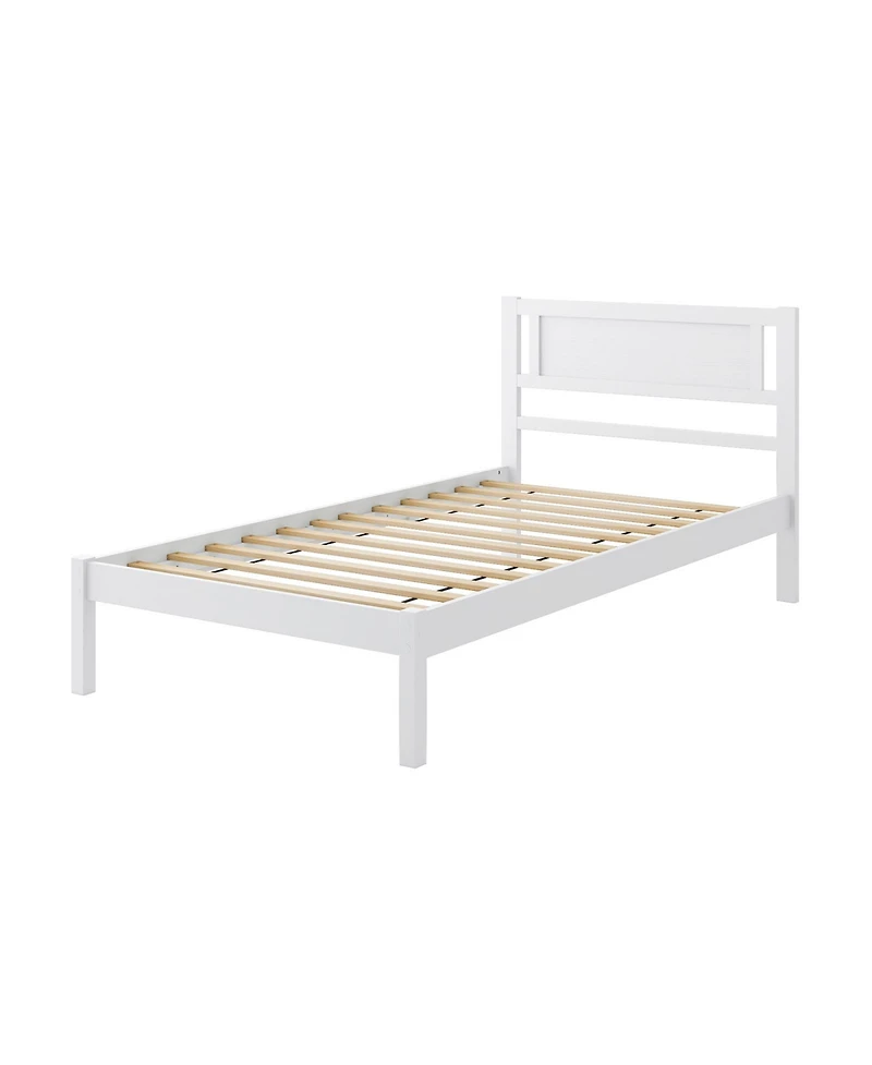 Wood Bed Frame with Headboard and Sturdy Wooden Slat Support for Mattress