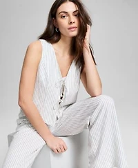 Now This Womens Front Tie Linen Vest Side Tie Linen Pants Exclusively At Macys