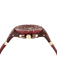 Ferragamo Men's Swiss Chronograph F-80 Translucent Burgundy Polyurethane Strap Watch 44mm