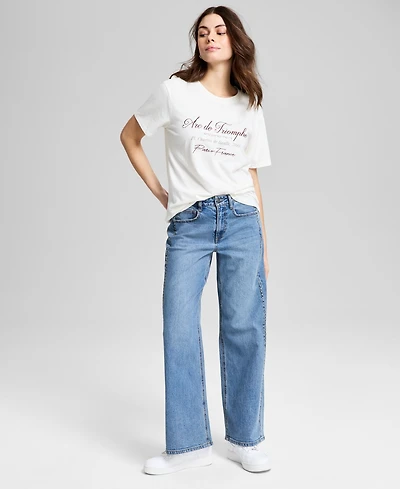 And Now This Women's Studded Wide-Leg Mid-Rise Jeans, Created for Macy's