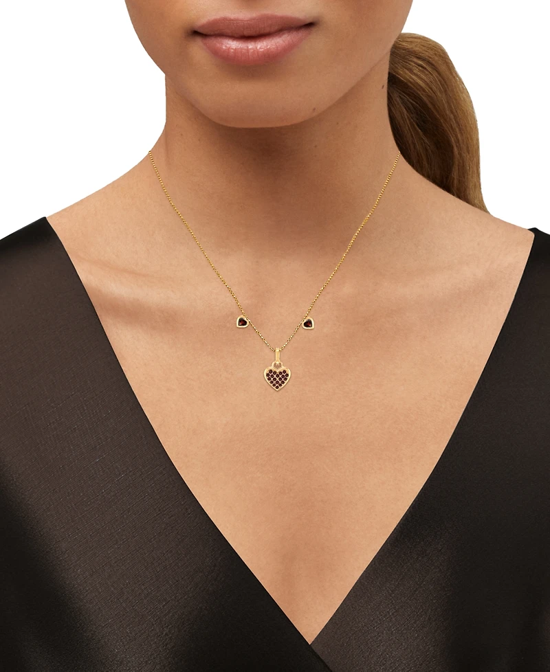 Amethyst (3/4 ct. t.w.) & Diamond Accent Triple Heart 18" Pendant Necklace in 14k Gold-Plated Sterling Silver