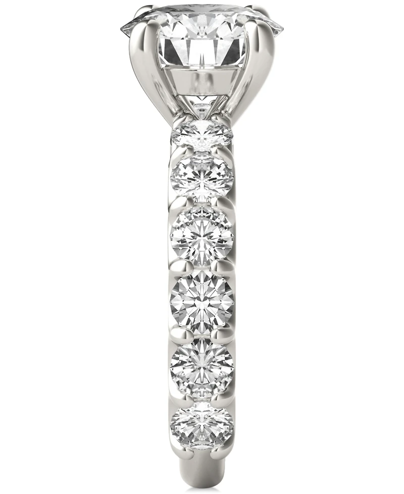 Charles & Colvard Moissanite Solitaire Trellis-Set Side Stone Ring (3-3/4 ct. t.w.) 14k White Gold