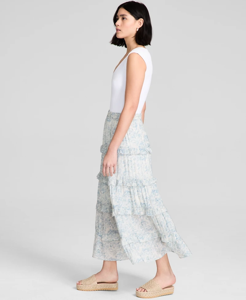 And Now This Women's Floral Tiered Pull-On Maxi Skirt, Exclusively at Macy's