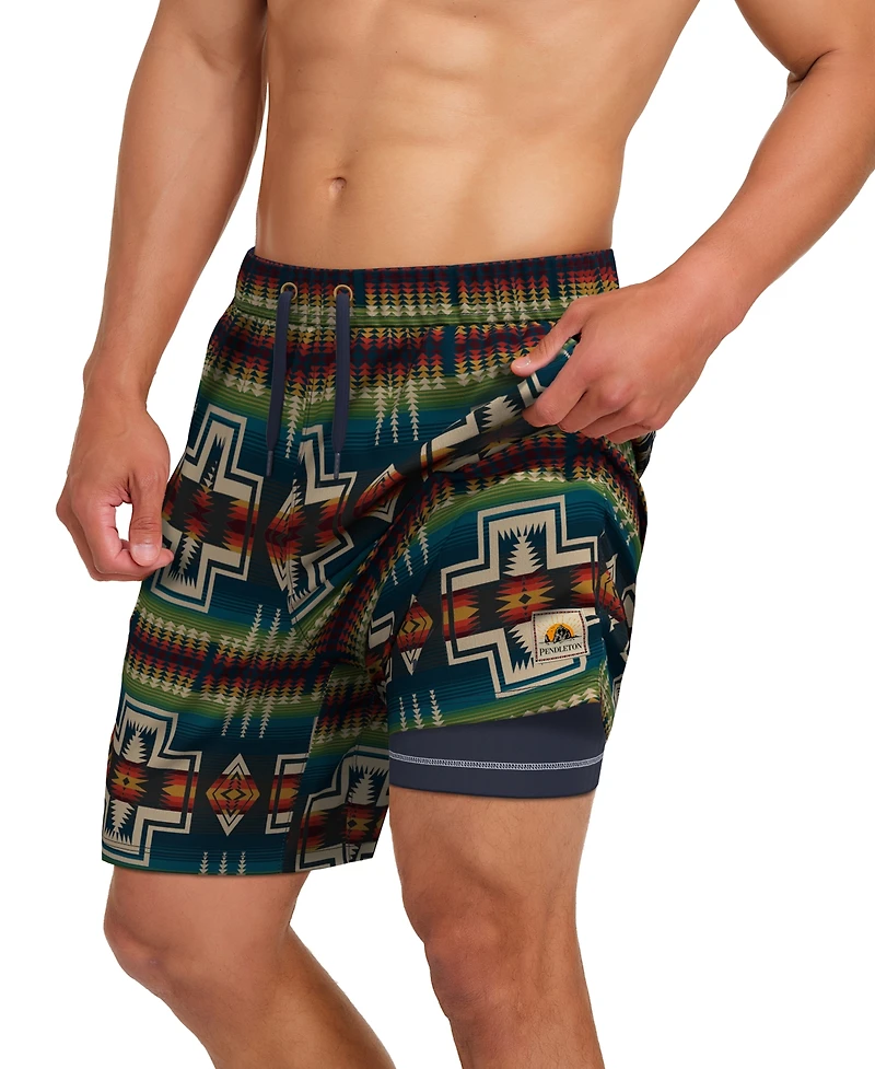 Pendleton Men's Printed 7" Packable Swim Trunk
