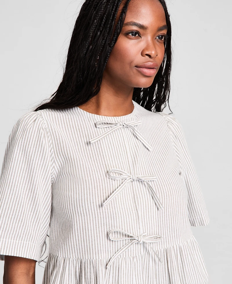 And Now This Women's Cotton Tie-Front Peplum Top, Exclusively at Macy's