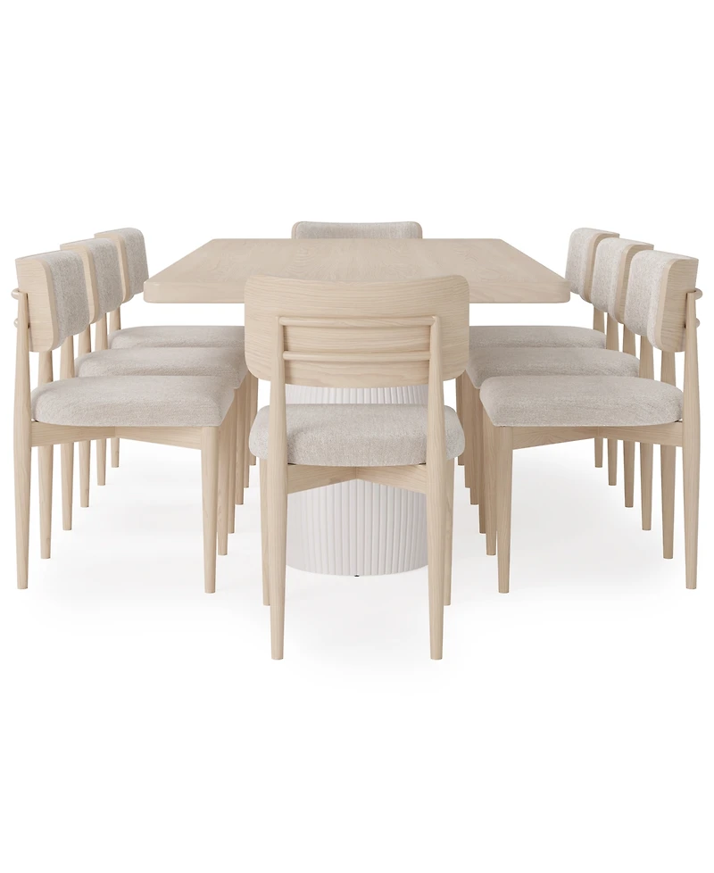 Lunare 9-Pc. Dining Set (Rectangular Table & 8 Curved Chairs)