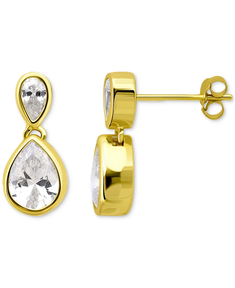 Giani Bernini Cubic Zirconia Mixed Cut Bezel Frame Drop Earrings, Exclusively at Macy's