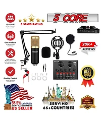 5 Core Recording Microphone Podcast Bundle • Professional Condenser Cardioid Mic Kit • w Boom Arm Rm 8 Bg
