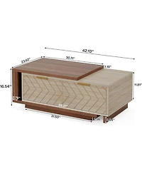 Tribesigns Extendable Coffee Table with 2 Storage Drawers, Dual-Tone Center Table with Sliding Tabletop