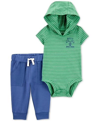 Carter's Baby Boys 2-Pc. Cotton Hooded Brother Bodysuit & Pants Set
