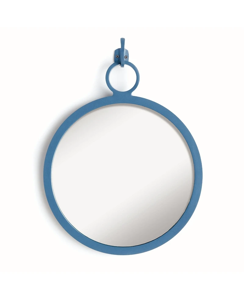 19.5"L x 0.75"H x 16"W Eliana Blue Framed Round Decorative Wall Mirror