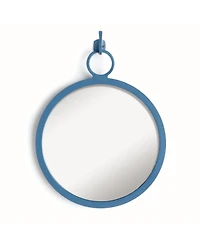 19.5"L x 0.75"H x 16"W Eliana Blue Framed Round Decorative Wall Mirror