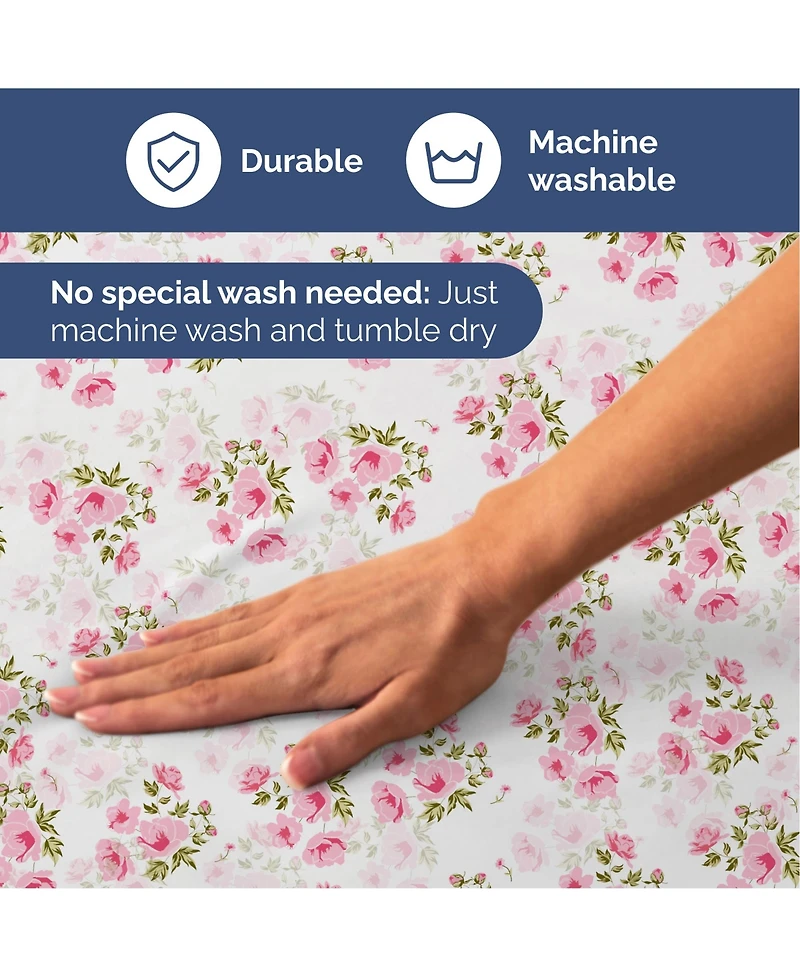 4 Piece Microfiber Floral Sheet Set - King