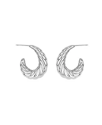 And Now This Silver and Gold Twisted Puff J Hoop Earrings