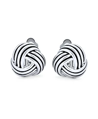 Bling Jewelry Rope Cable Twist Love Knot Clip-On Earrings Black Oxidized Silver For Non-Pierced Ears