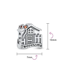 Bling Jewelry Sweet Home Flower Heart Charm Bead New Homeowner in Sterling Silver