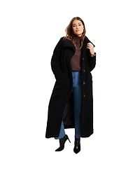 June + Vie Women's Plus Maxi Teddy Fleece Coat